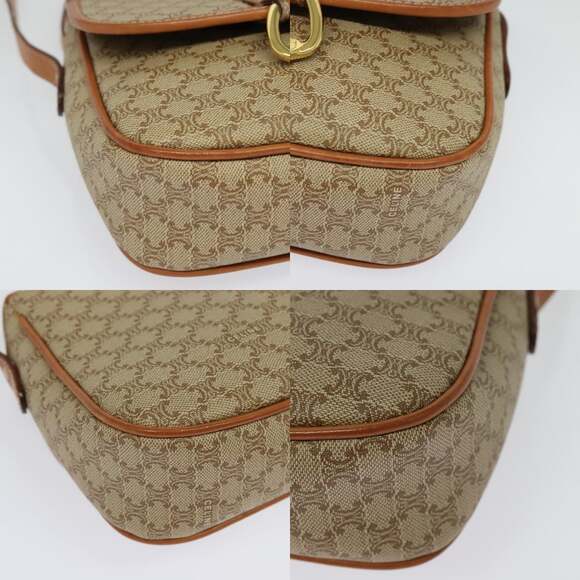 CELINE Macadam Canvas Shoulder Bag Pvc Beige Gold - Picture 10 of 12